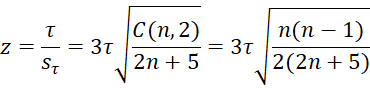 Kentall's tau z-stat